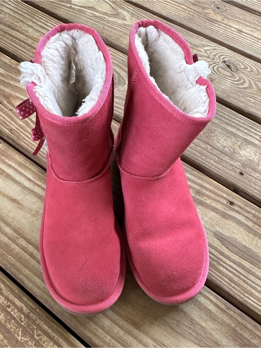 Koolaburra by UGG Pink Faux Fur Bow Winter Boots Women’s Size 5